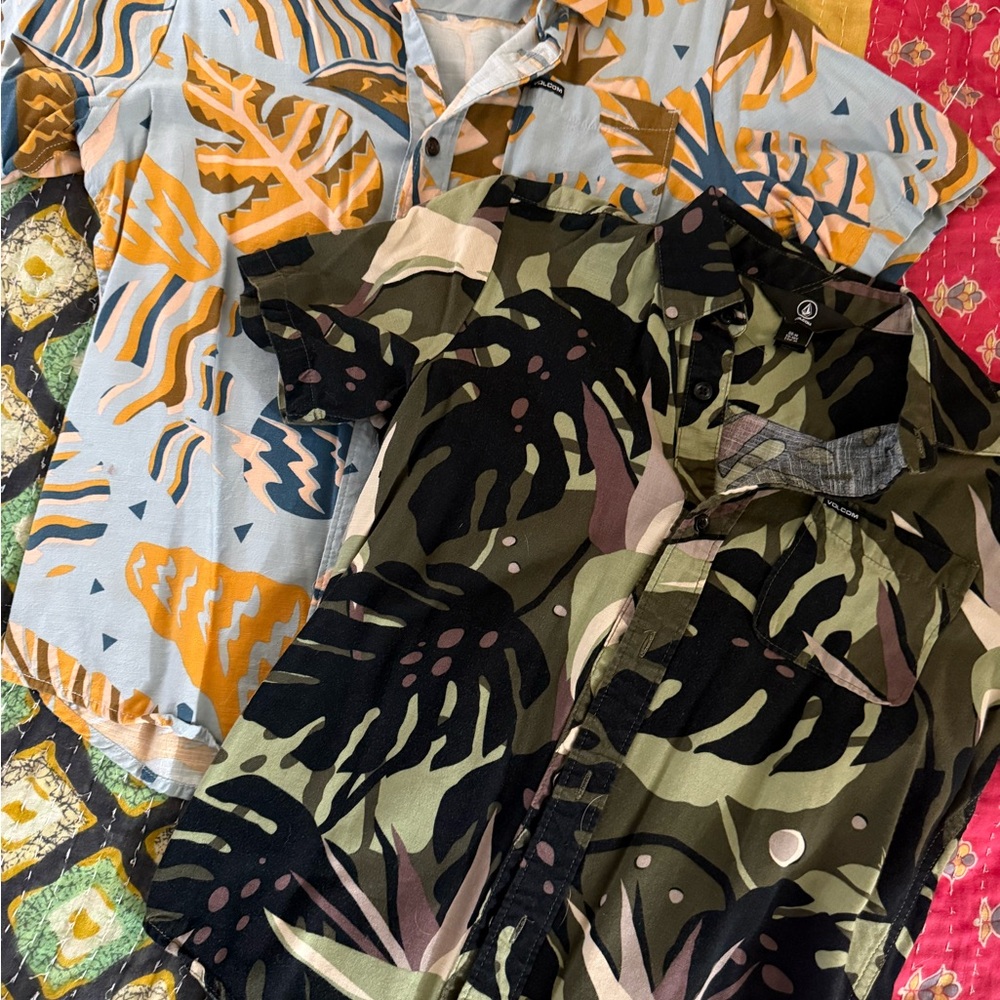 Volcom Multicolor Abstract Tropical Print Shirt